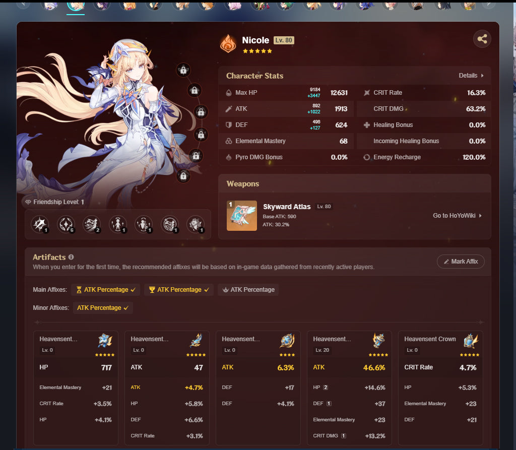 NA Lvl 55⭐️Skirk C2 + Arma , Escoffier + Arma , Nicole , Durin , Keching ⭐️CUMPLEAÑOS LIBRE