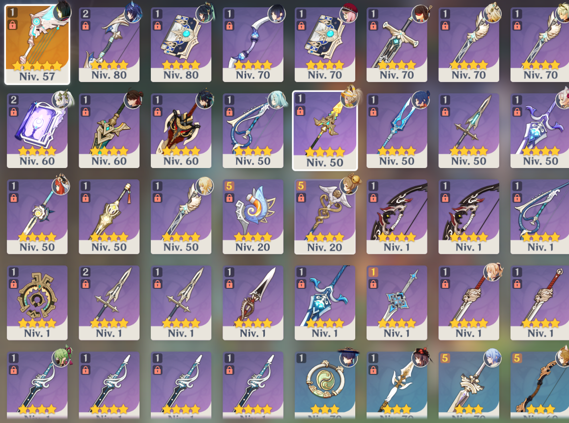 [AR 54] Kinich , Nahida , Xilonen , Xianyun , Yelan , Nilou , Ayato , Trotamundos , Hu Tao , Tighnari , Jean , Dehya