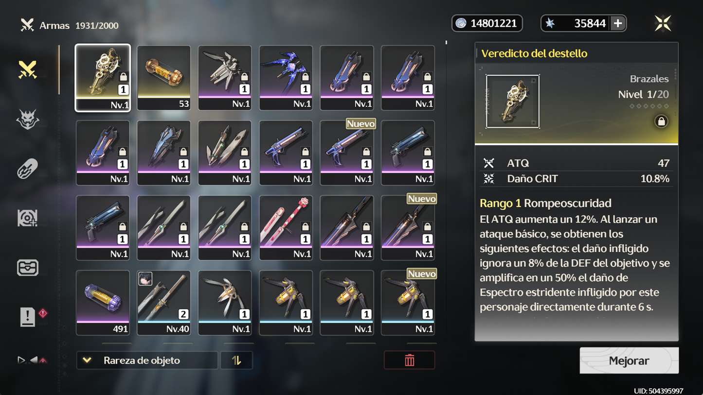 [Nivel 40]✔️Cumpleaños libre | 35844 Astritas 💠, +33 Mareas radiantes💎 | Zani + Arma 5 ⭐(Veredicto del Destello) , Verina , Calcharo , Lingyang , Encore | Wuthering Waves Cuenta reroll