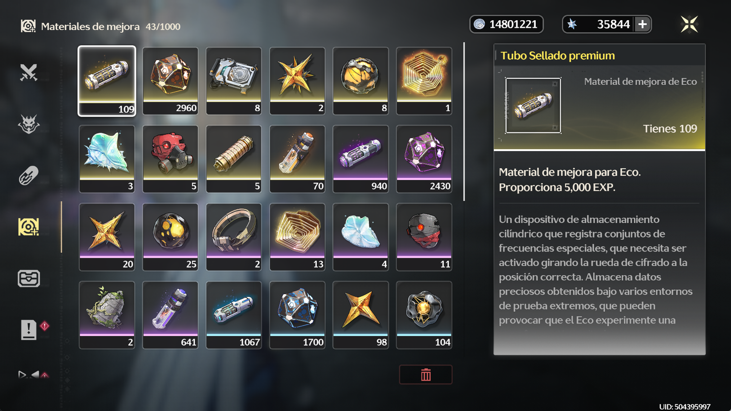[Nivel 40]✔️Cumpleaños libre | 35844 Astritas 💠, +33 Mareas radiantes💎 | Zani + Arma 5 ⭐(Veredicto del Destello) , Verina , Calcharo , Lingyang , Encore | Wuthering Waves Cuenta reroll