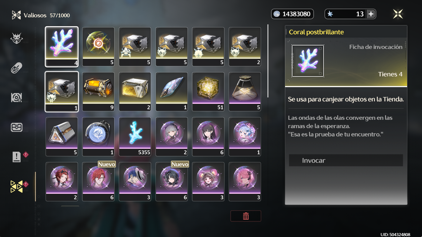[Nivel 40]✔️Cumpleaños libre | Zani + Arma 5⭐ ( Veredicto del destello ) +Ciaccona,  Calcharo R1 , Verina , Lingyang R2, Jianxin| Wuthering Waves Cuenta reroll