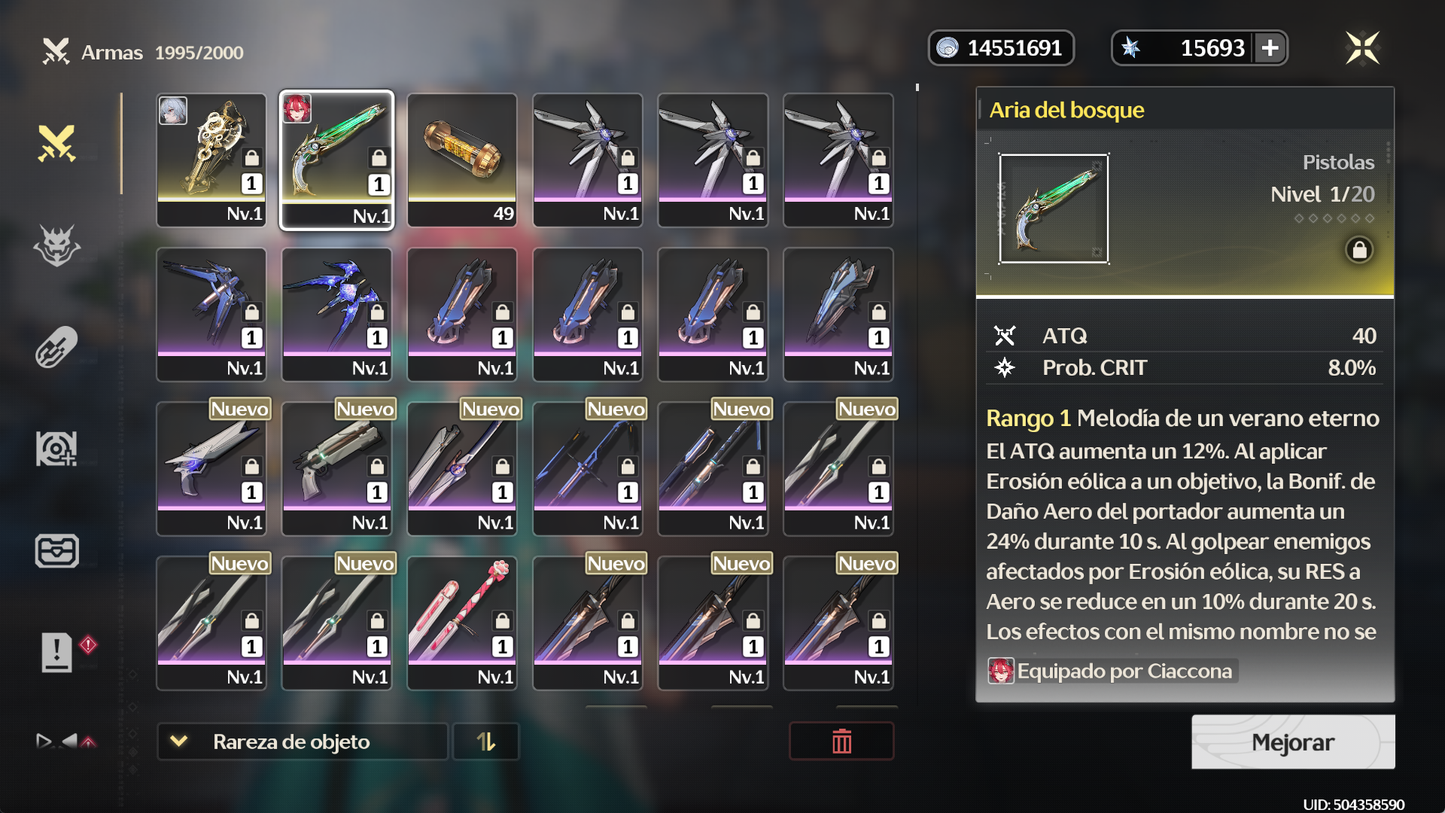 [Nivel 40]✔️Cumpleaños libre | 15693 Astritas 💎| Zani + Arma 5⭐(Veredicto del destello)+  Ciaccona + Arma 5⭐( Aria del bosque )  Jianxin R2+ Veritas + Lingyang R1 | Wuthering Waves Cuenta reroll