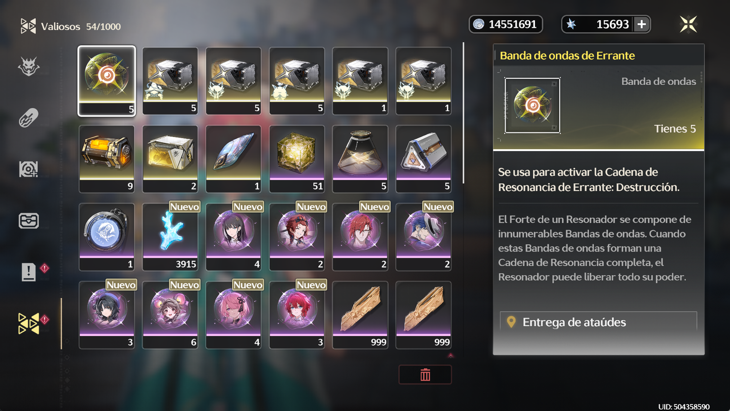 [Nivel 40]✔️Cumpleaños libre | 15693 Astritas 💎| Zani + Arma 5⭐(Veredicto del destello)+  Ciaccona + Arma 5⭐( Aria del bosque )  Jianxin R2+ Veritas + Lingyang R1 | Wuthering Waves Cuenta reroll
