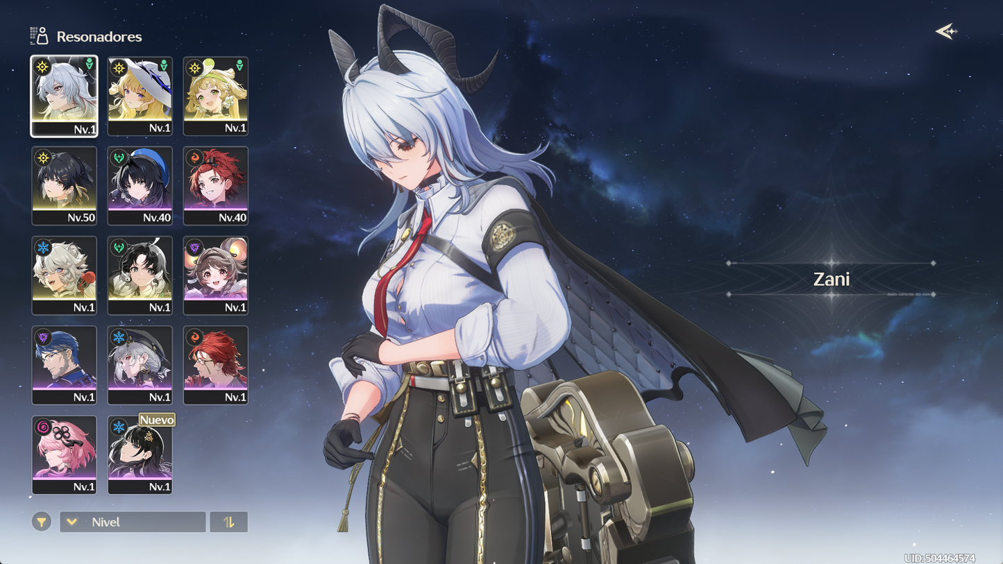[Nivel 41]✔️Cumpleaños libre | 25832 Astritas 💠, +30 Mareas radiantes 💎| Zani + Arma 5⭐(Veredicto del destello)+  Phoebe , Jianxin R1+ Veritas + Lingyang | Wuthering Waves Cuenta reroll