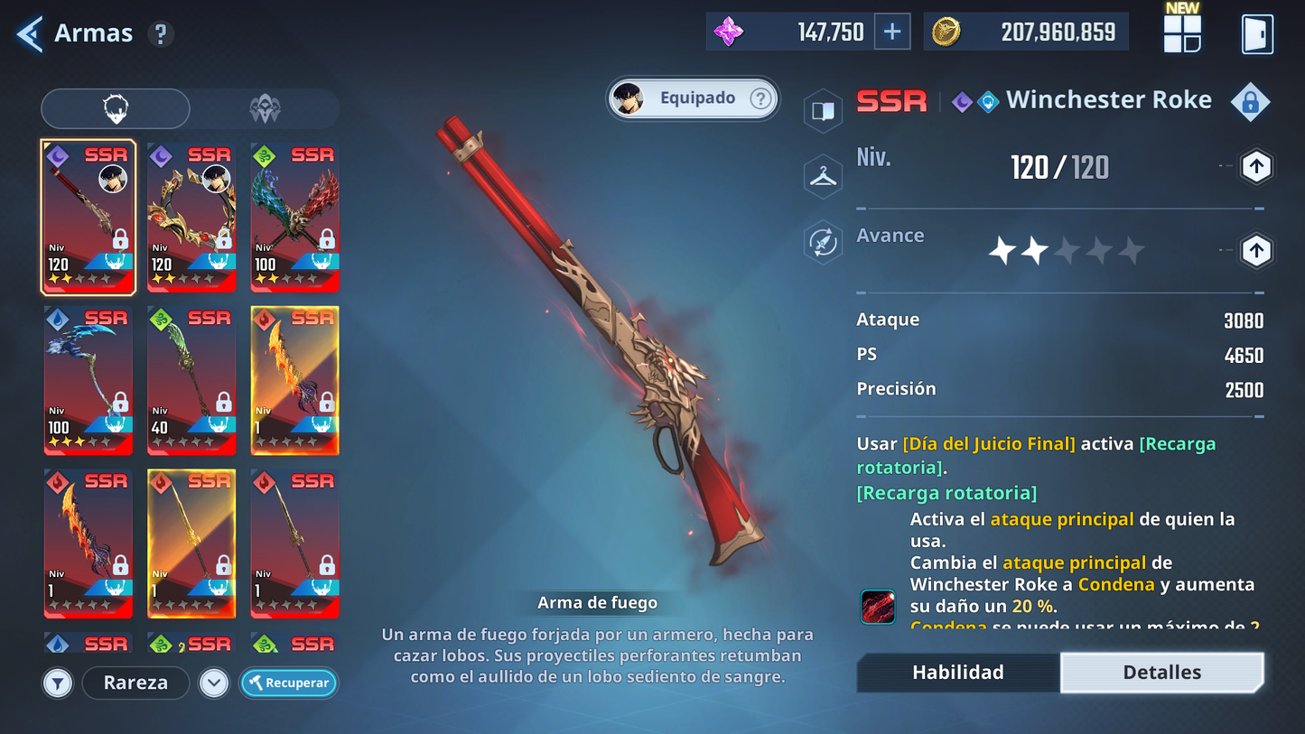 [Global] +147,000 Piedras esenciales💎 +100 SSR PERSONAJES Y ARMAS , Agnes Rivera , Frieren , etc  | Solo Leveling Arise Cuenta avanzada