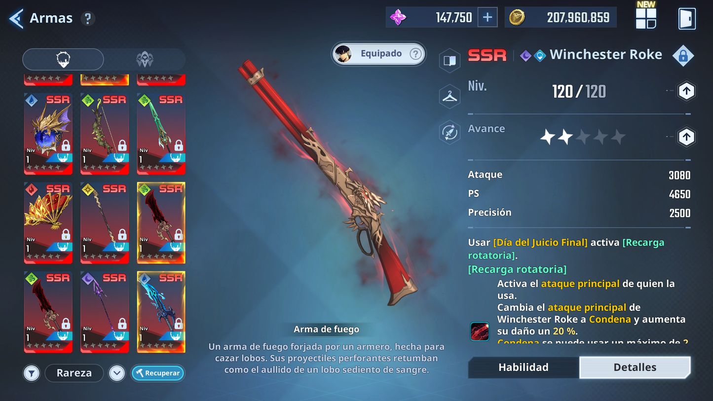[Global] +147,000 Piedras esenciales💎 +100 SSR PERSONAJES Y ARMAS , Agnes Rivera , Frieren , etc  | Solo Leveling Arise Cuenta avanzada