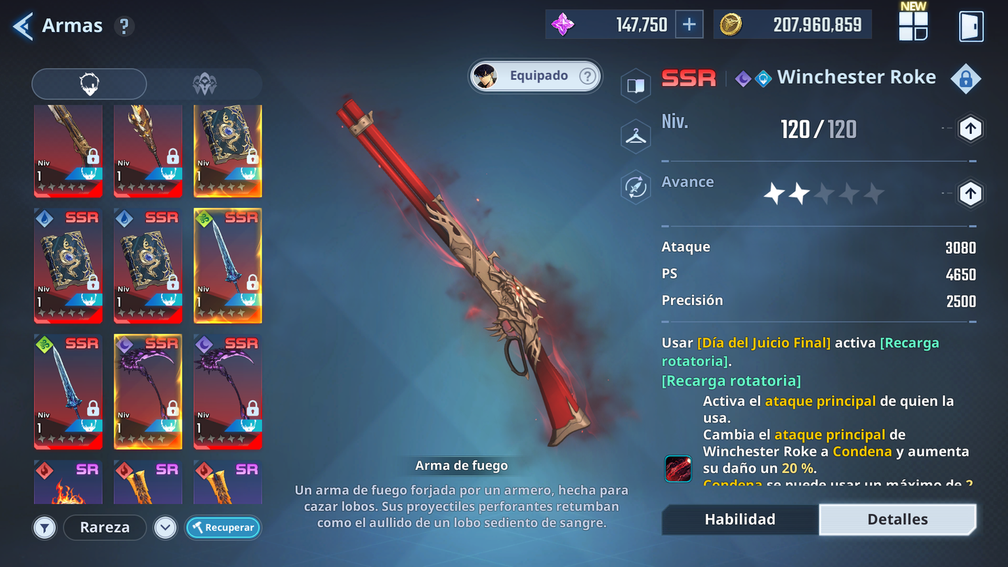 [Global] +147,000 Piedras esenciales💎 +100 SSR PERSONAJES Y ARMAS , Agnes Rivera , Frieren , etc  | Solo Leveling Arise Cuenta avanzada