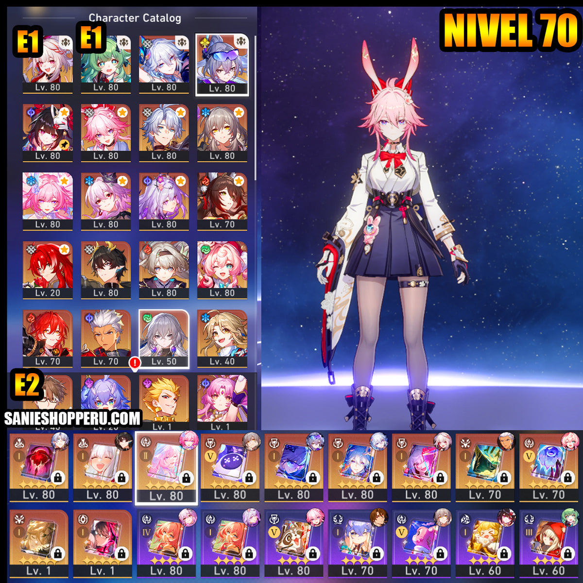[NA] Lvl 70 Cyrene E2 +Cono Yao Guang +Cono, Sparxie +Cono, Silver Wolf LV.999 +Cono, Evanescia + Evernight + Phainon + Castorice + Huohuo E1+ Fugue + Sparkle + Hyacine + Archer + Firefly + Argenti + Dan Heng Permansor Terrae