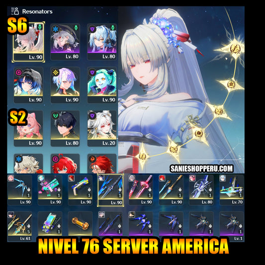 NA UL75 | Hiyuki S6 + Arma 5⭐️ + Hsin + Yangyang: Xuanling + Arma 5⭐️, Lucy + Rebecca + Arma 5⭐️, Encore S2 + Lingyang | Cumpleaños libre | Cuenta Wuthering Wave